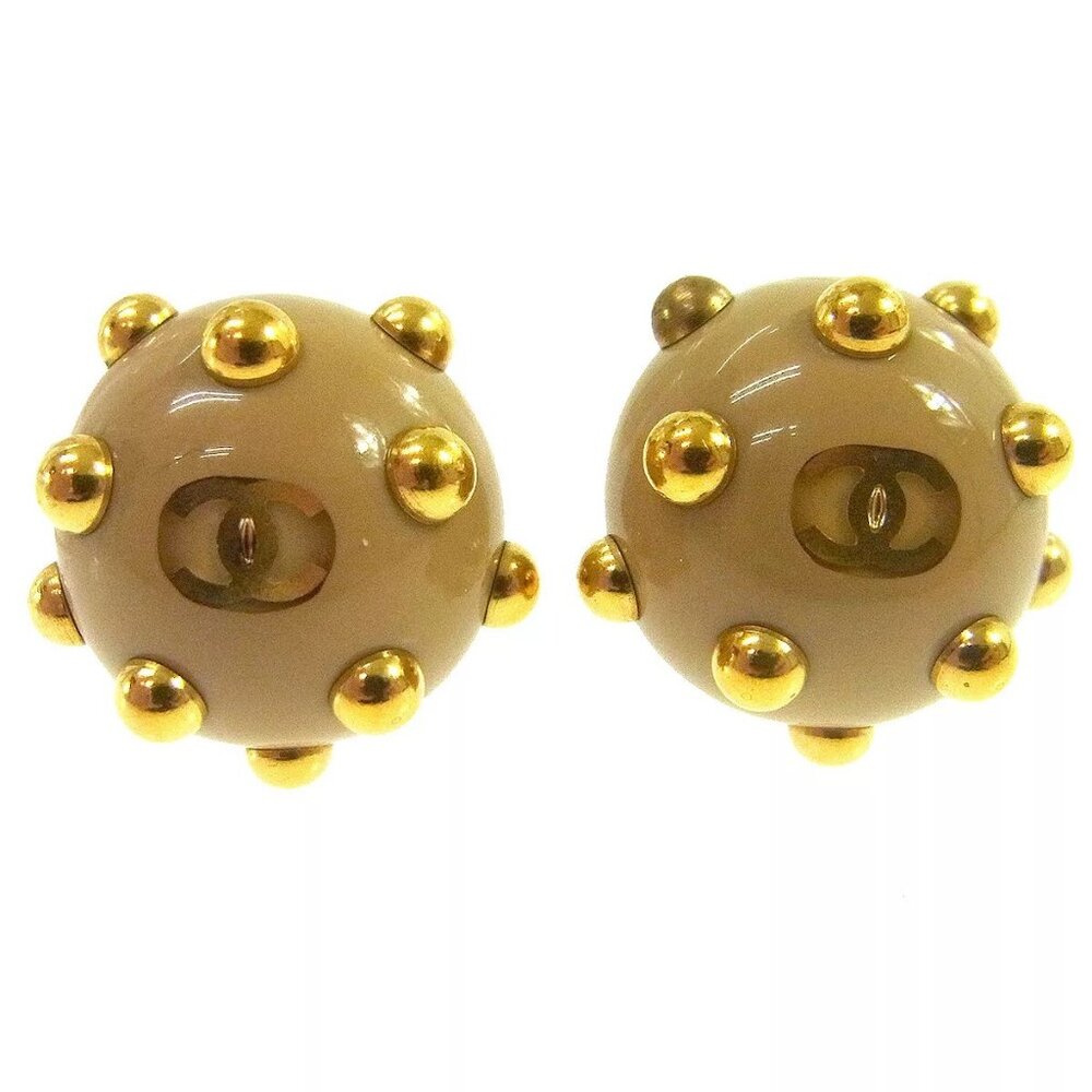 Chanel Studded Button Earrings Clip-On 00A Beige AK38188i